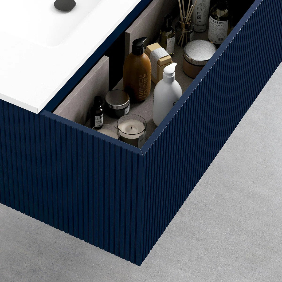 Alima 40" White Single Vanity with Resin Vessel Sink & Countertop - Tilevanity.com