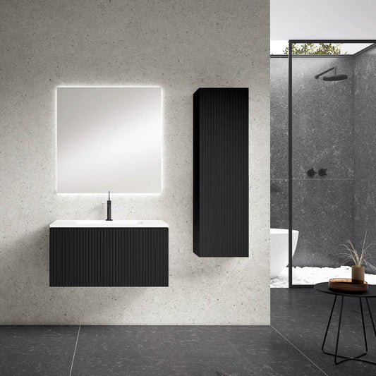 Alima 32" Black Single Bathroom Vanity With Ceramic Top - Tilevanity.com
