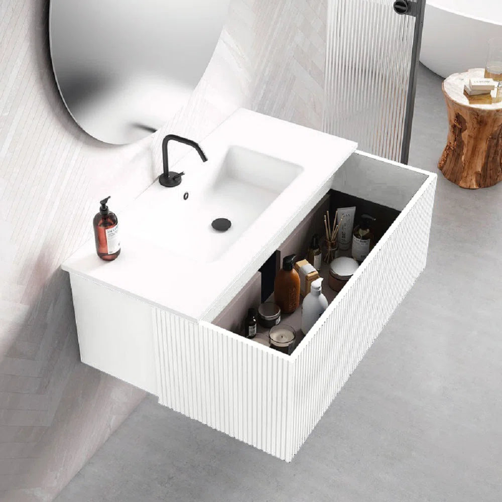 Alima 24" White Single Bathroom Vanity With Ceramic Top - Tilevanity.com
