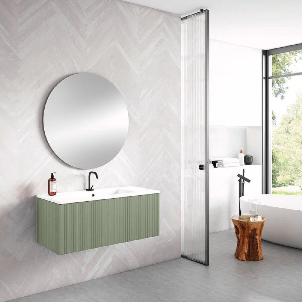 Alima 32" Green Single Bathroom Vanity With Ceramic Top - Tilevanity.com