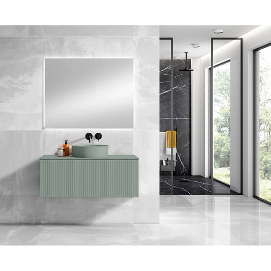 Alima 40" Green Single Vanity with Resin Vessel Sink & Countertop - Tilevanity.com