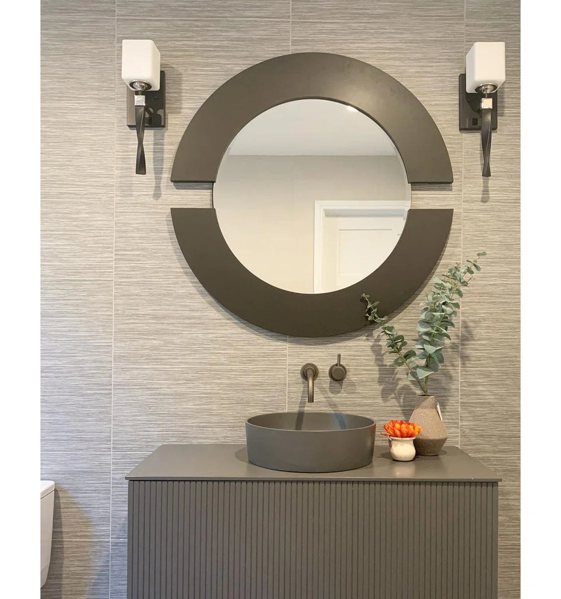 Alima 40" Gray Single Vanity with Resin Vessel Sink & Countertop - Tilevanity.com