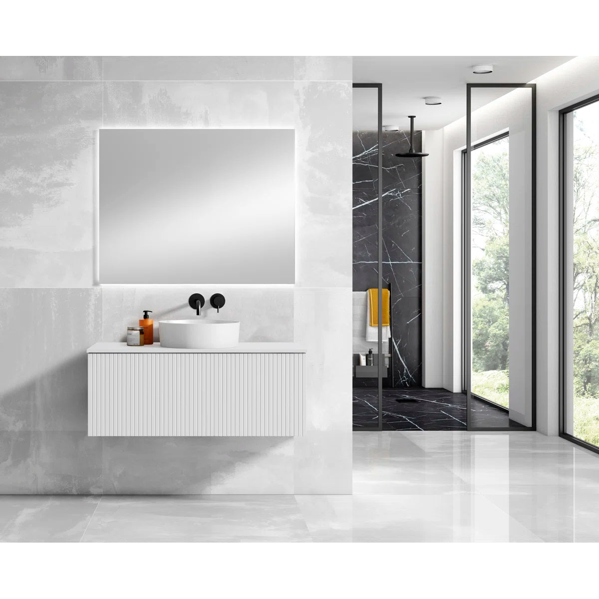 Alima 40" White Single Vanity with Resin Vessel Sink & Countertop - Tilevanity.com