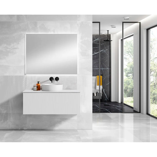 Alima 40" White Single Vanity with Resin Vessel Sink & Countertop - Tilevanity.com