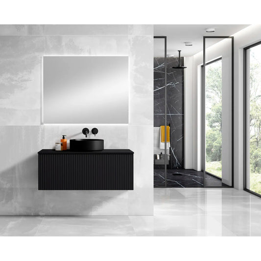 Alima 40" Black Single Vanity with Resin Vessel Sink & Countertop - Tilevanity.com