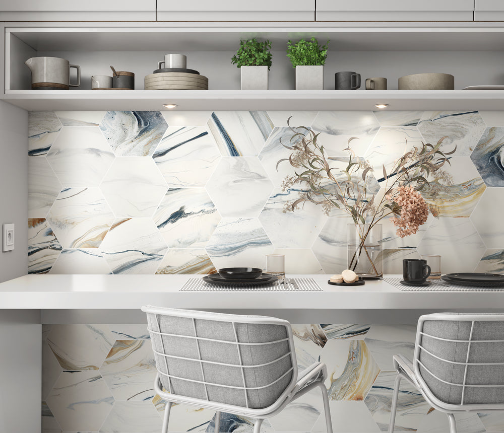 Jena Coastal Calm Hexagon Porcelain Tile