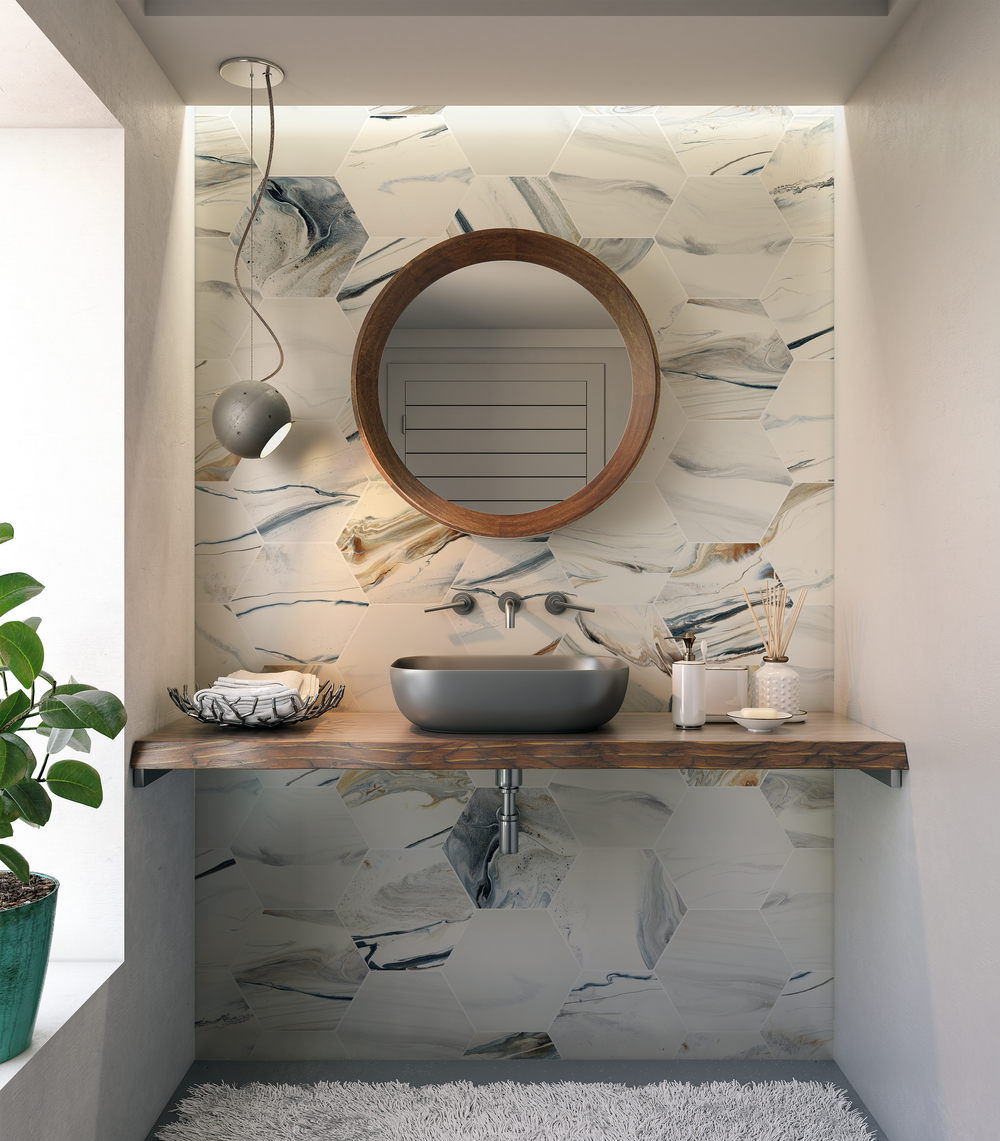 Jena Coastal Calm Hexagon Porcelain Tile