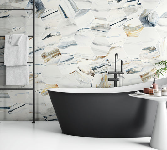 Jena Coastal Calm Hexagon Porcelain Tile