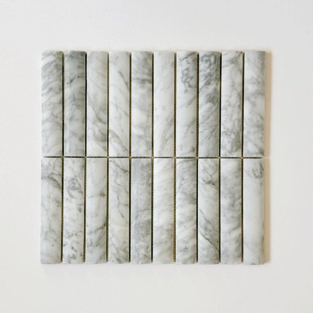 Serene 12.6x12" White Carrara Fluted Natural Stone Mosaic | 2 options