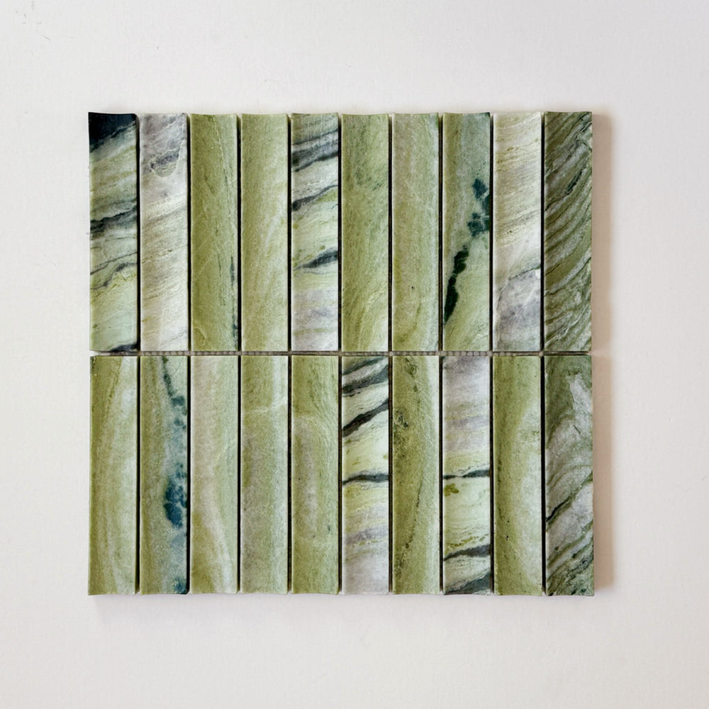 Serene 12.6x12" Verdant Mist Fluted Natural Stone Mosaic | 2 options