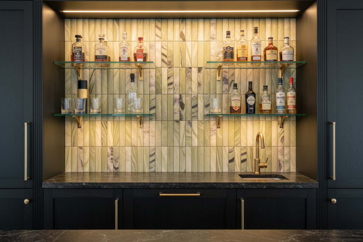 Serene 12.6x12" Verdant Mist Fluted Natural Stone Mosaic | 2 options