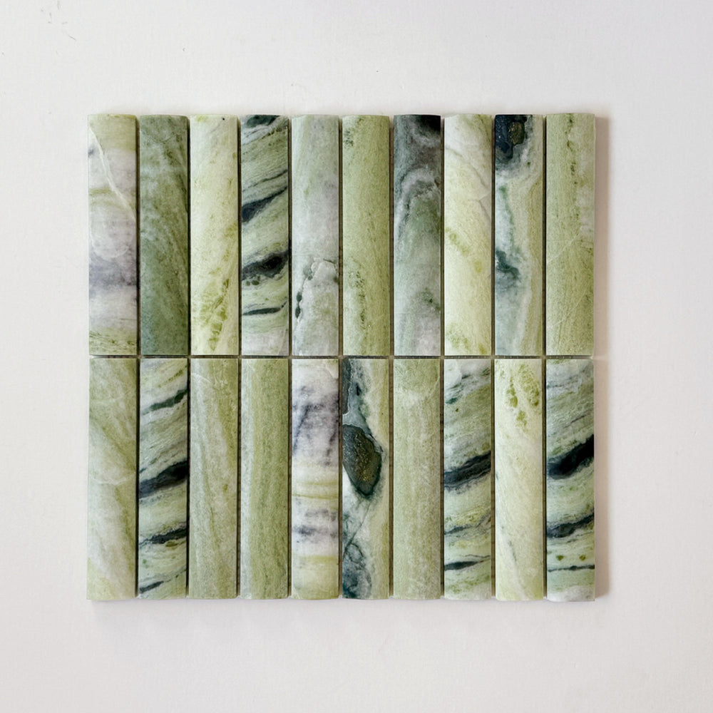 Serene 12.6x12" Verdant Mist Fluted Natural Stone Mosaic | 2 options