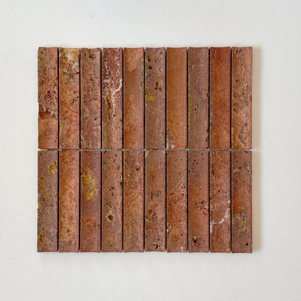 Serene 12.6x12" Travertine Cotto Fluted Natural Stone Mosaic | 2 options