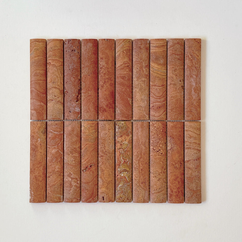 Serene 12.6x12" Travertine Cotto Fluted Natural Stone Mosaic | 2 options