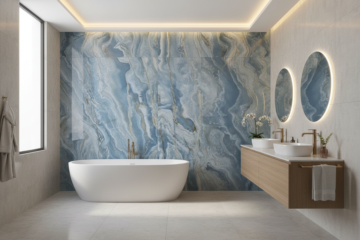 Onice Reale Cobalt Blue Polished Porcelain 24x48" - Tilevanity.com