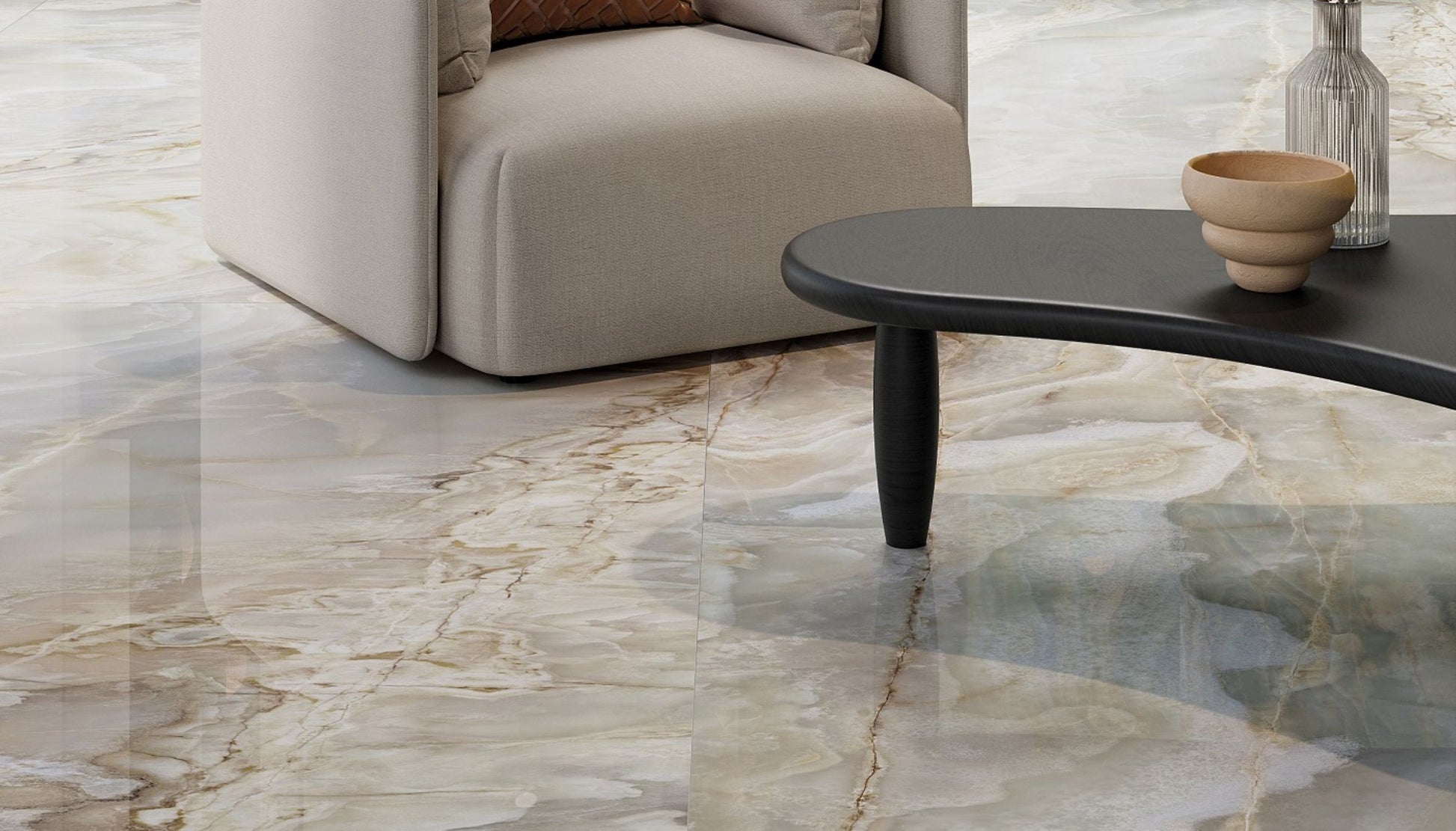 Onice Reale Argento Polished Porcelain 24x48" - Tilevanity.com
