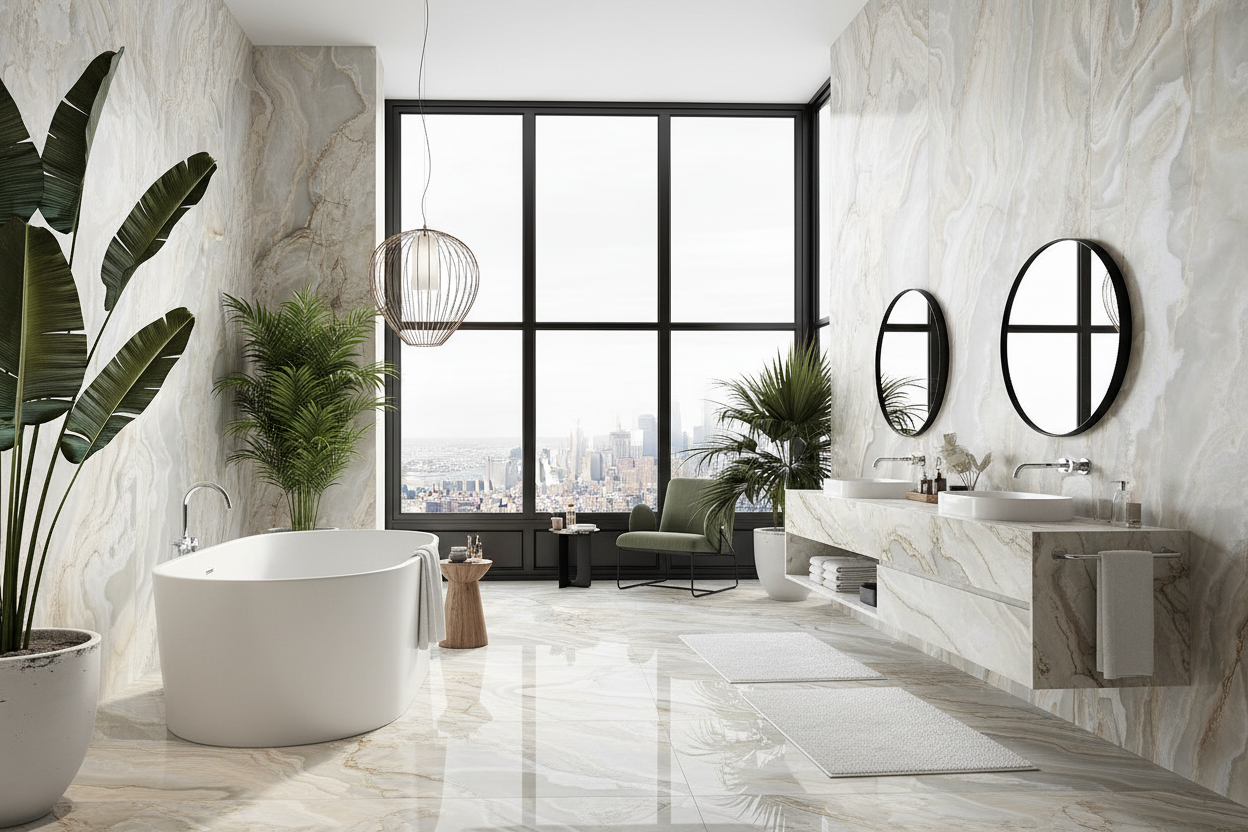 Onice Reale Argento Polished Porcelain 24x48" - Tilevanity.com