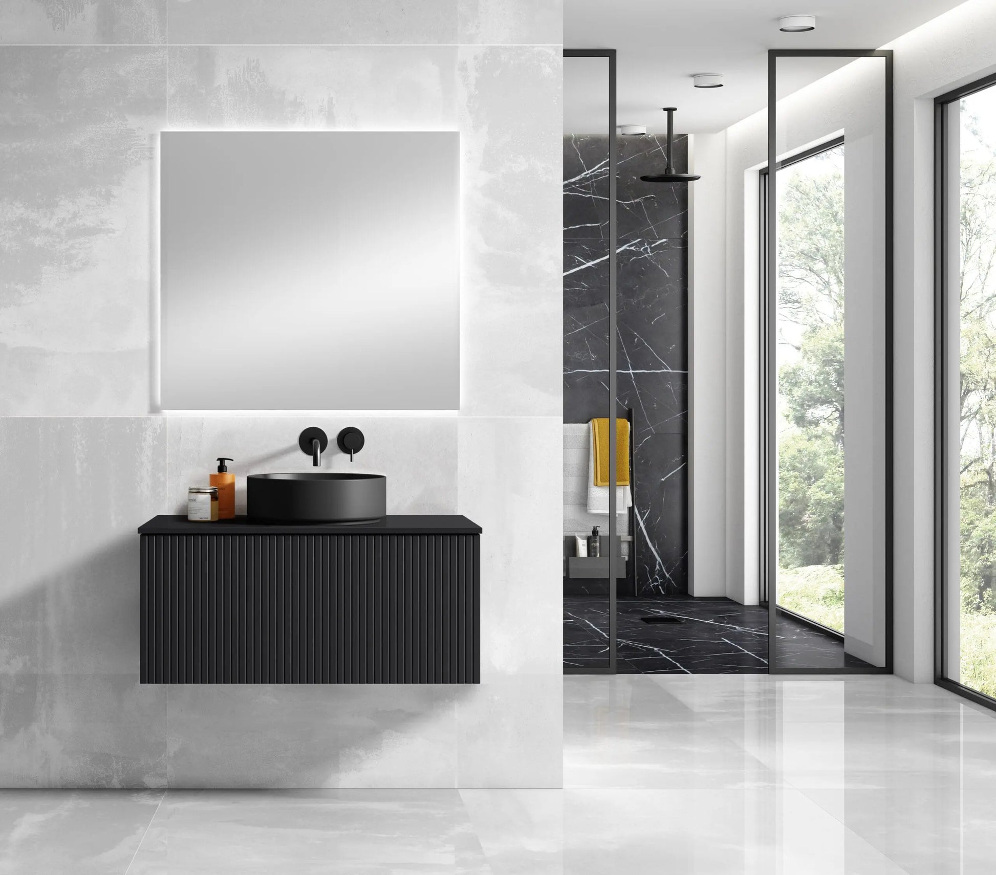 Alima 24" Black Single Bathroom Vanity With Ceramic Top - Tilevanity.com
