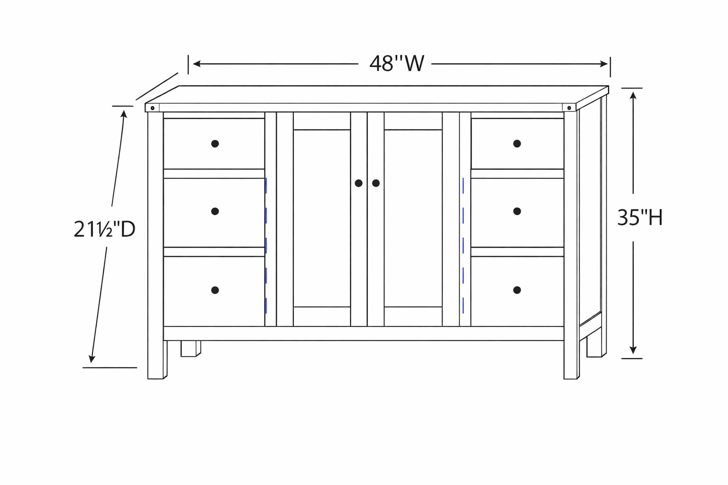 Califina 48"/60"/72"W Amish Made Bathroom Vanity (base only)