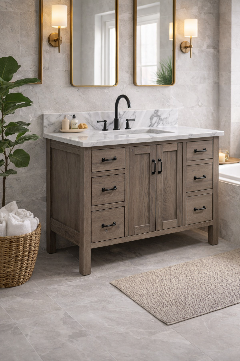 Califina 48"/60"/72"W Amish Made Bathroom Vanity (base only)
