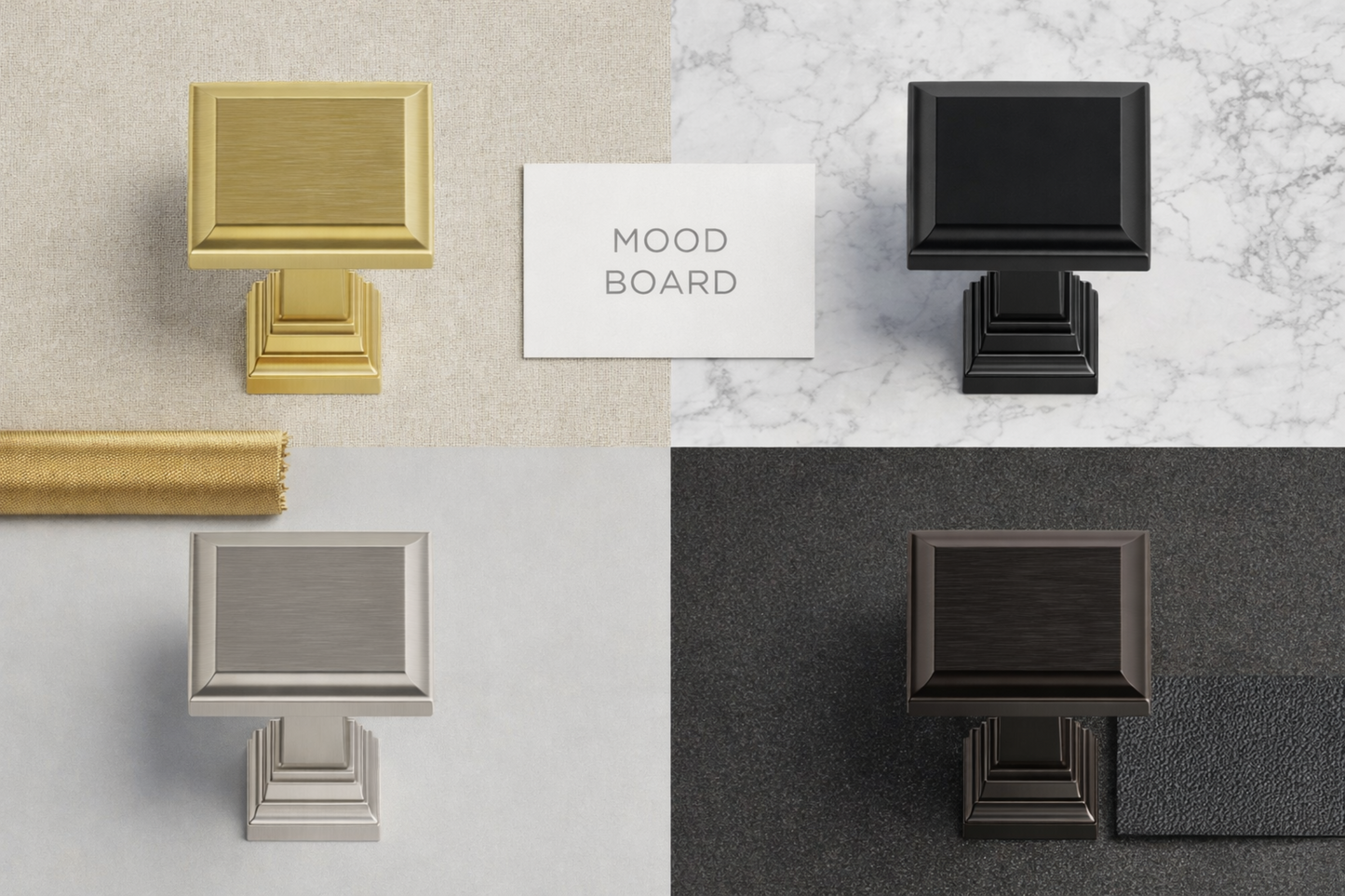 Classic Square Cabinet Knobs (Pack of 2) | 4 Colors