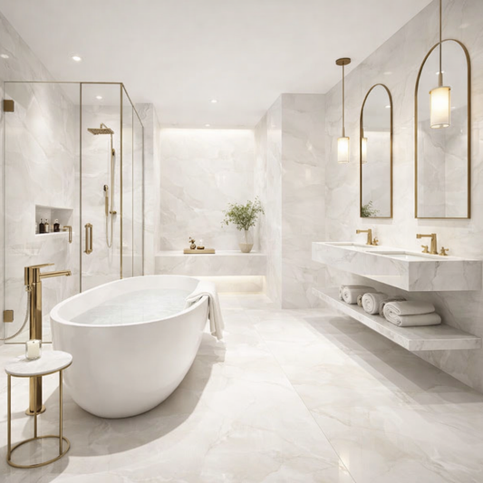 Onyx White Porcelain Tile 24x48" | 36x36" | Mosaic