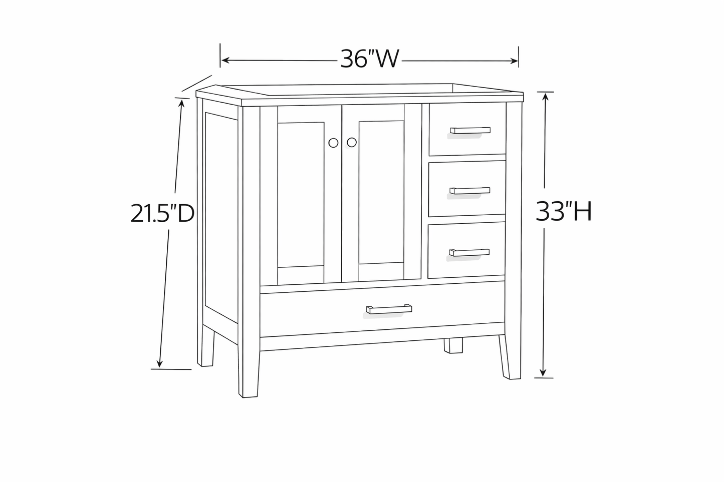 Briar 36" Oak Bathroom Vanity | 2 Colors