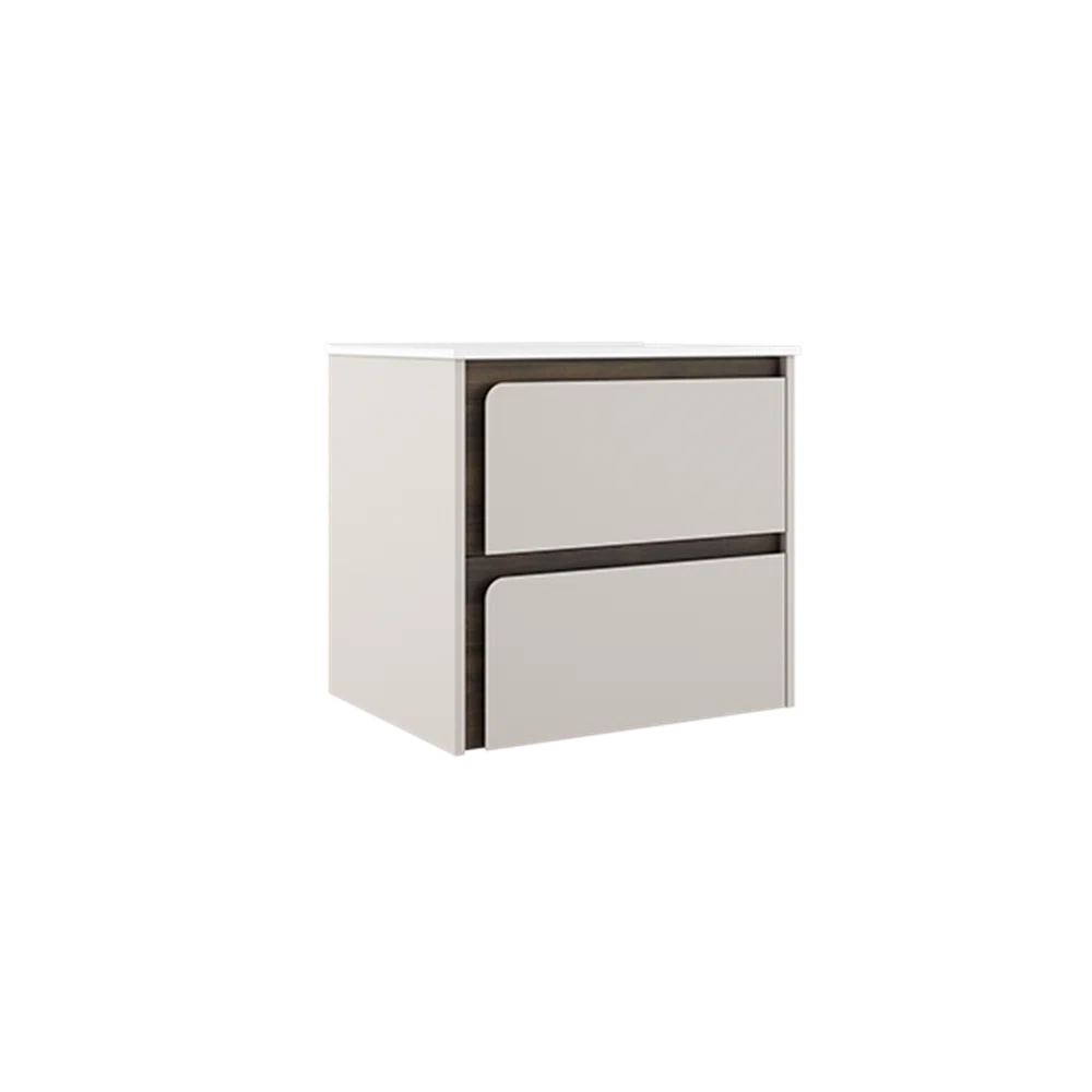 Cordano 24'' Cotton / Dark Wood Wall Mounted Single Bathroom Vanity w Ceramic Top Sink - Tilevanity.com