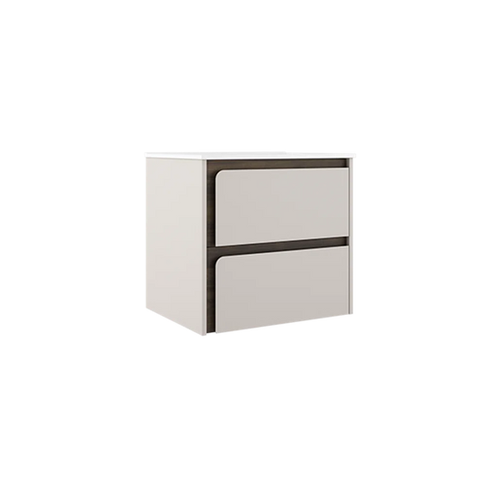 Cordano 24'' Cotton / Dark Wood Wall Mounted Single Bathroom Vanity w Ceramic Top Sink - Tilevanity.com