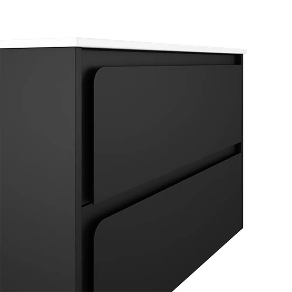 Cordano 24'' Black Wall Mounted Single Bathroom Vanity with Ceramic Top Sink - Tilevanity.com