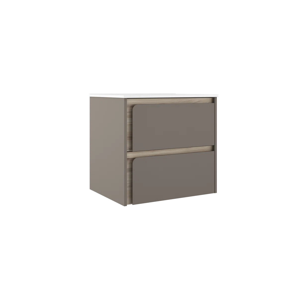 Cordano 24'' Taupe/ Natural Wood Wall Mounted Single Bathroom Vanity w Ceramic Top Sink - Tilevanity.com