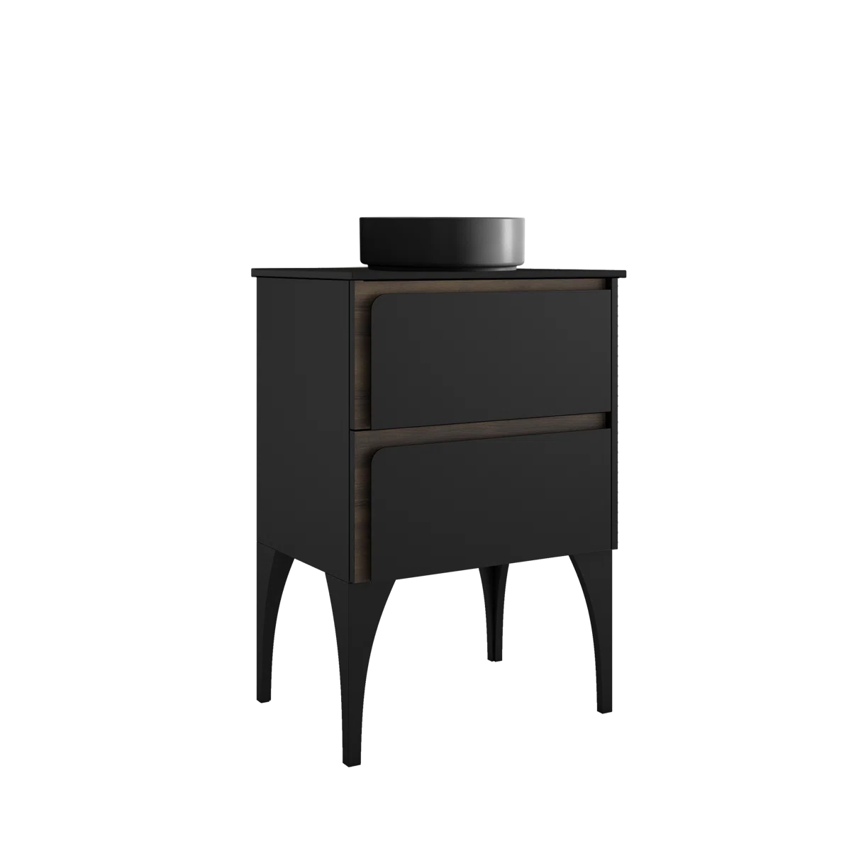 Cordano 24" Black / Brown Wood Single Bathroom Vanity Set - Tilevanity.com