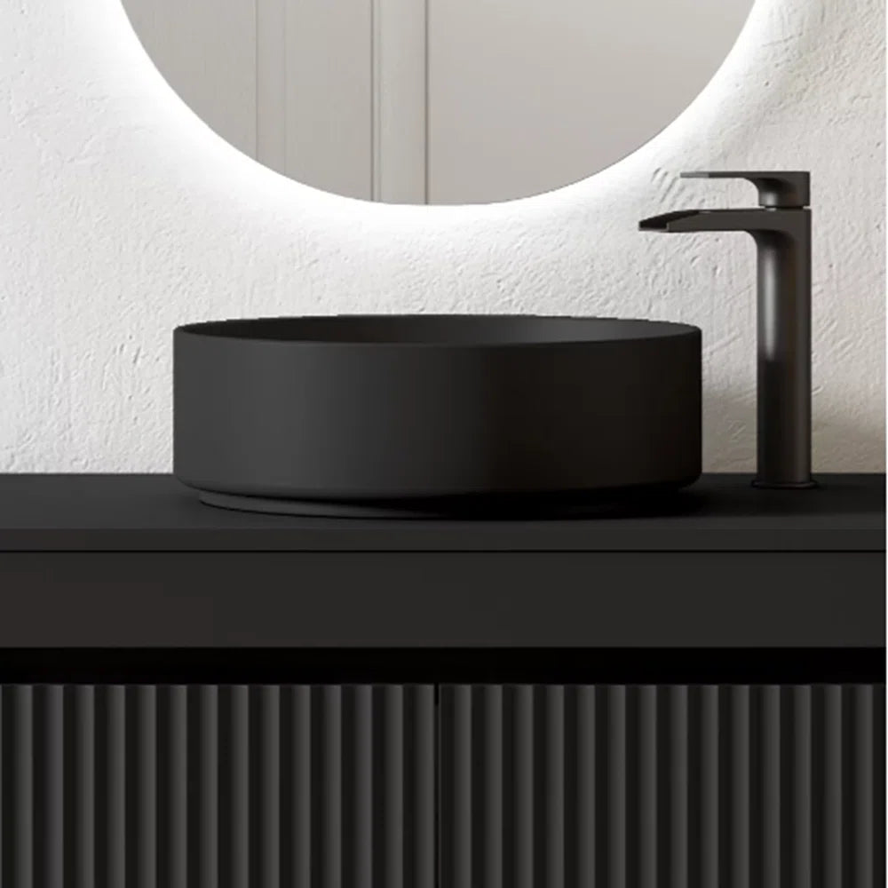 Cordano 32" Black / Brown Wood Single Bathroom Vanity Set - Tilevanity.com