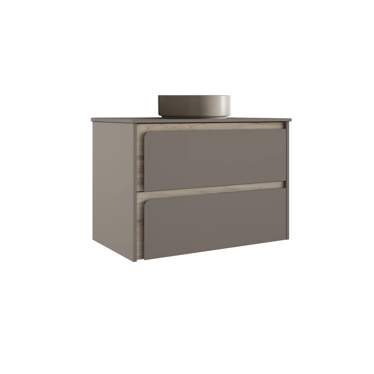 Cordano 32" Taupe / Natural Wood Wall-Mounted Bathroom Vanity Base - Tilevanity.com