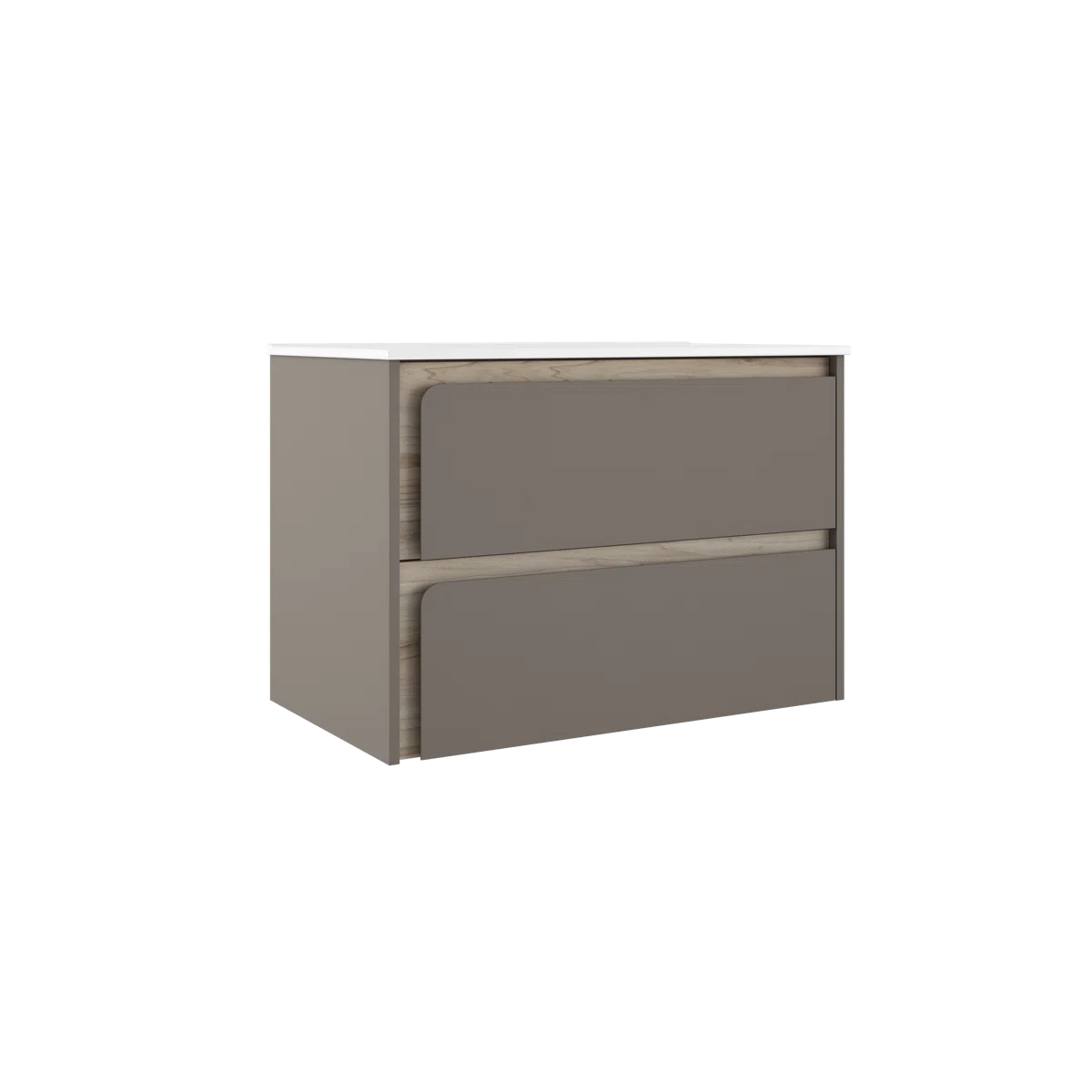 Cordano 32" Taupe / Natural Wood Wall-Mounted Bathroom Vanity Base - Tilevanity.com