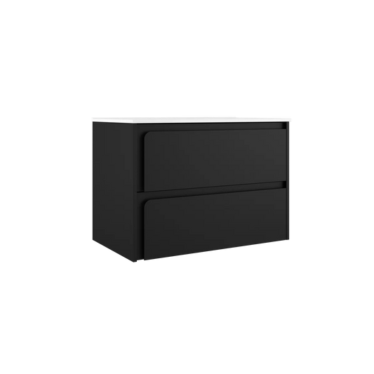Cordano 32" All Black Wall-Mounted Bathroom Vanity Base - Tilevanity.com