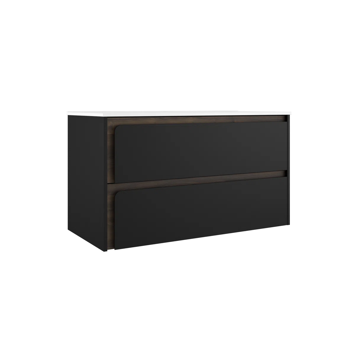 Cordano 40" Black / Brown Wood Vanity with White Sink - Tilevanity.com