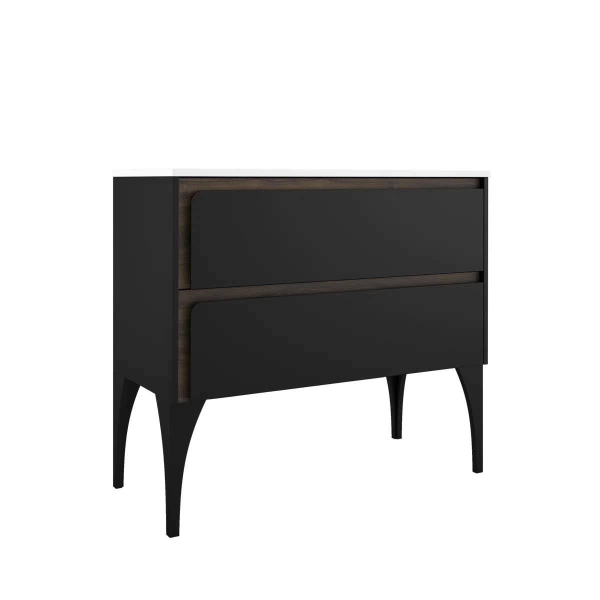 Cordano 40" Black / Brown Wood Vanity with White Sink - Tilevanity.com