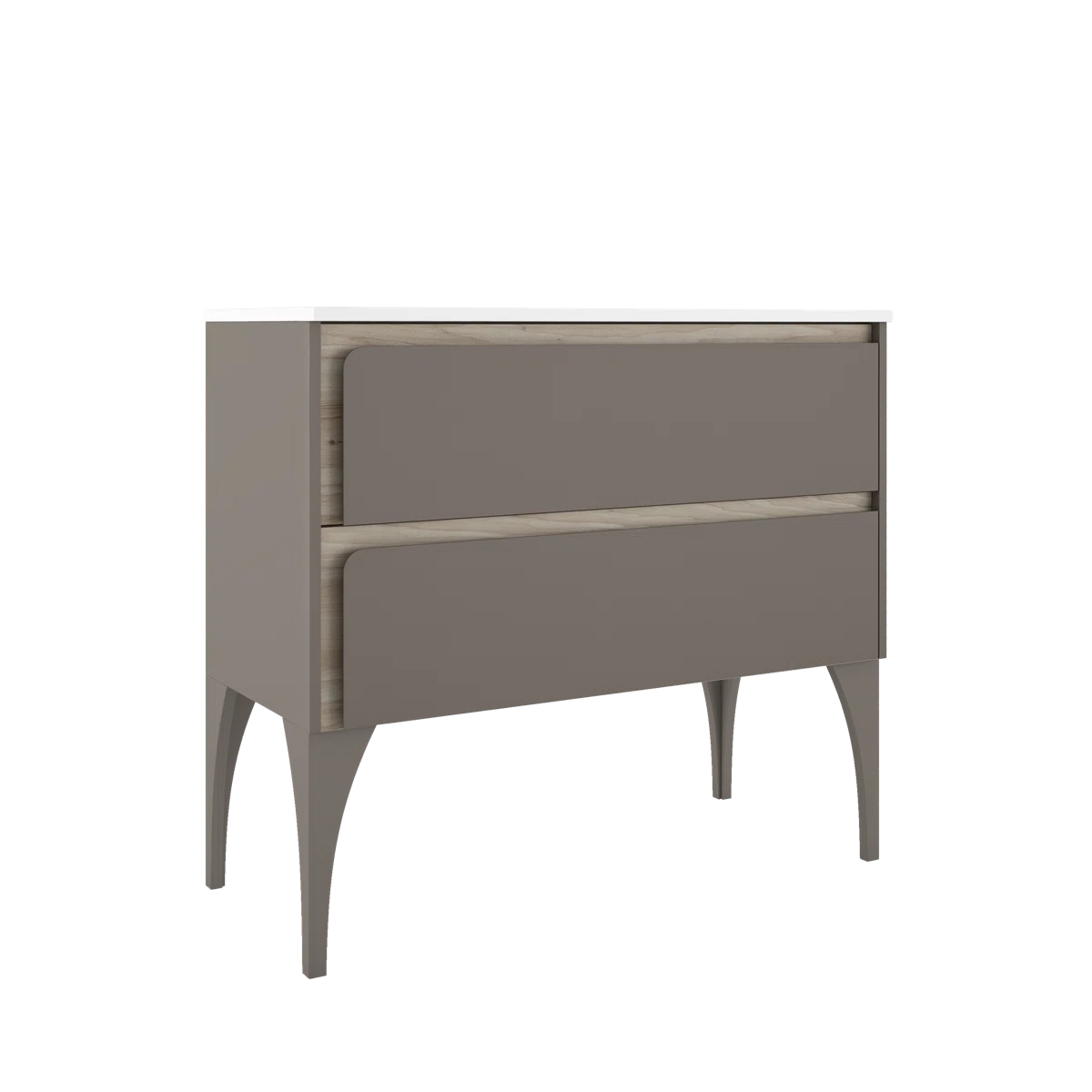 Cordano 40" Taupe / Natural Wood Vanity with White Sink - Tilevanity.com