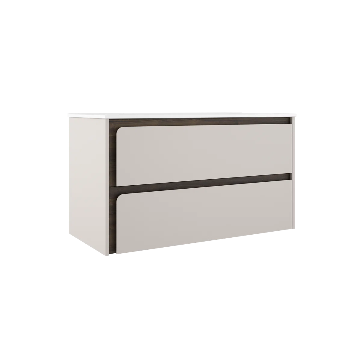 Cordano 40" Cotton / Dark Wood Vanity with White Sink - Tilevanity.com