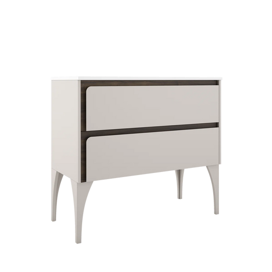 Cordano 40" Cotton / Dark Wood Vanity with White Sink - Tilevanity.com