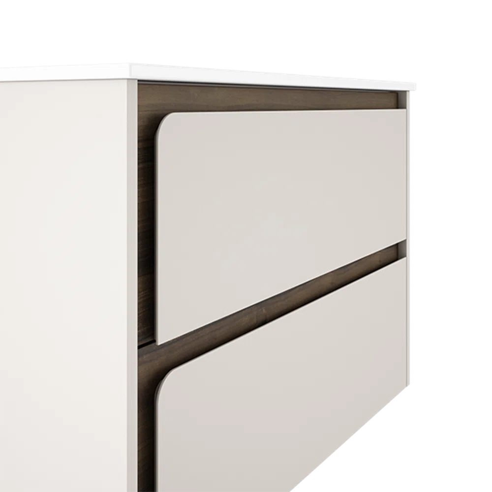 Cordano 40" Cotton / Dark Wood Vanity with White Sink - Tilevanity.com