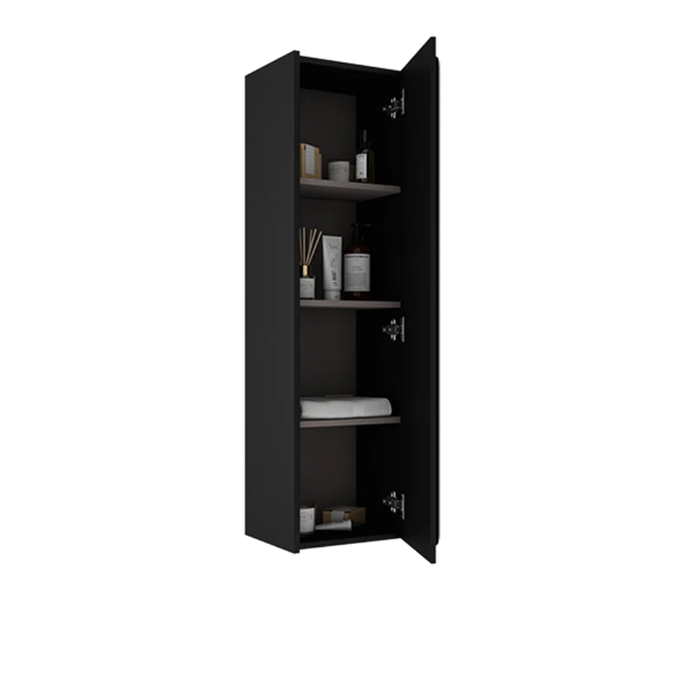 Cordano 48" Black/ Brown Wood Linen Cabinet - Tilevanity.com