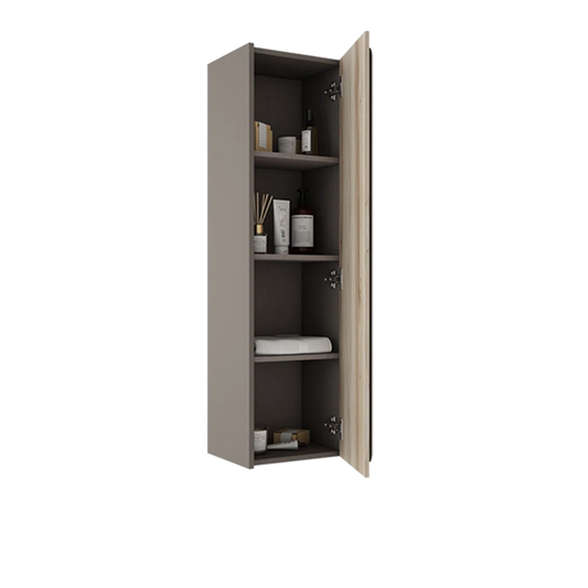 Cordano 48" Taupe / Natural Wood Linen Cabinet - Tilevanity.com
