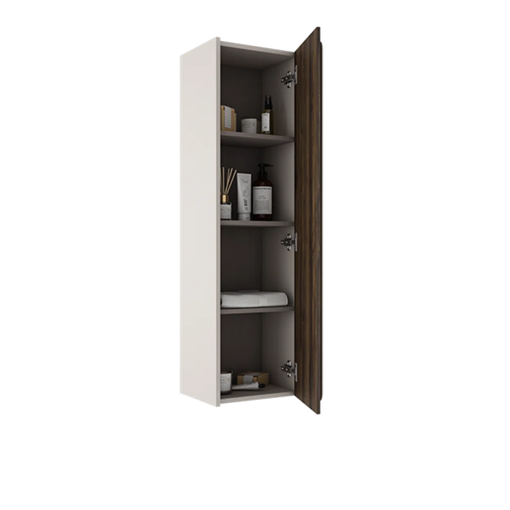Cordano 48" Cotton / Dark Wood Linen Cabinet - Tilevanity.com