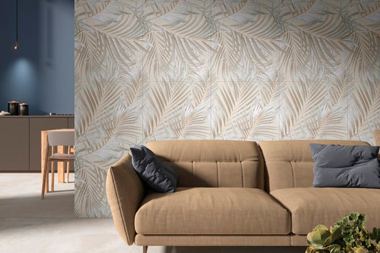 Tropical Palm Designs Porcelain Decor Tile 24x48" | 2 Colors