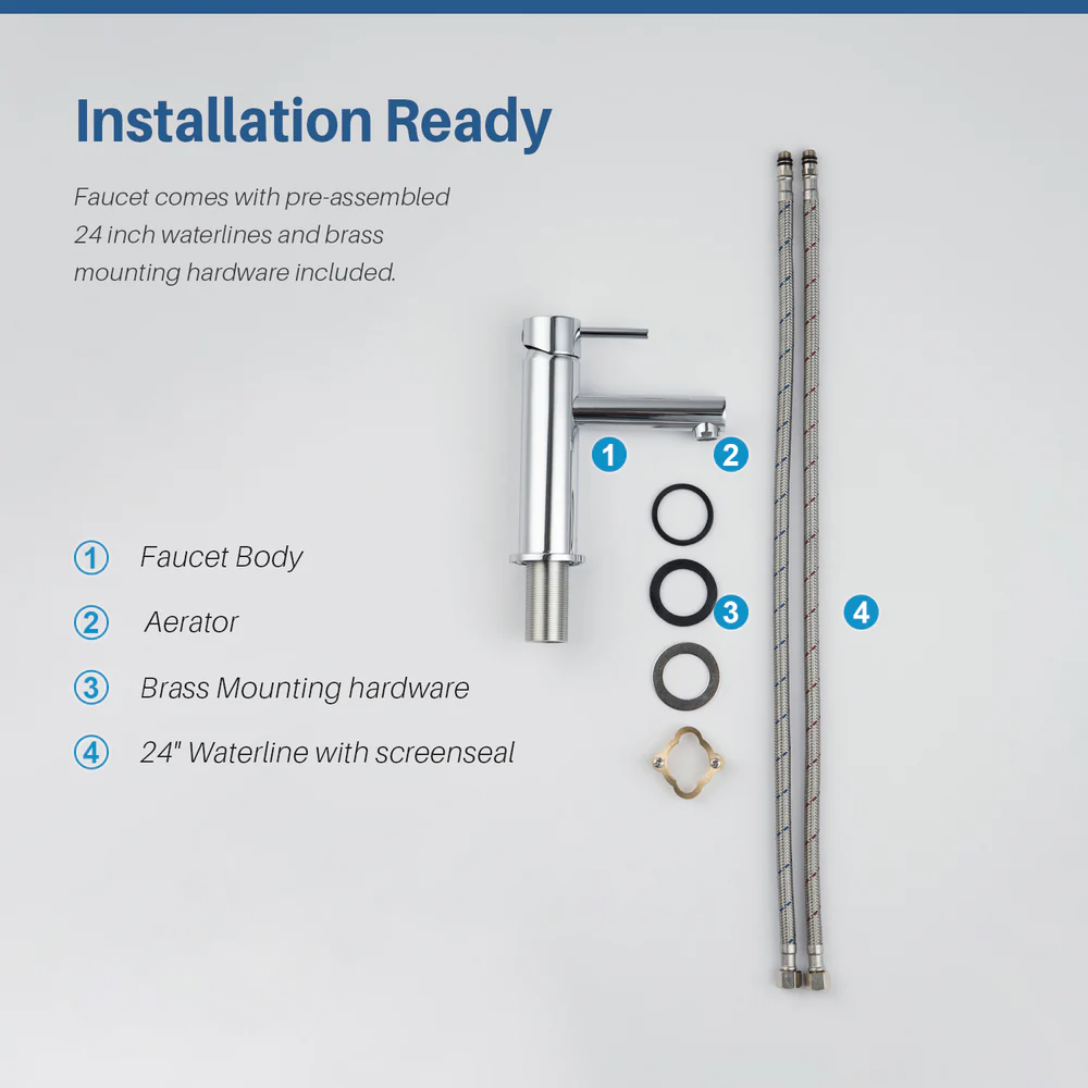 Classic Single Handle Lavatory Faucet | 4 Colors