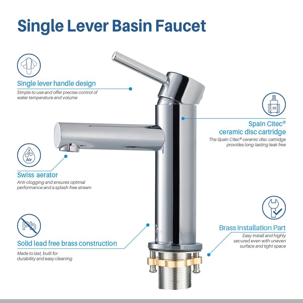 Classic Single Handle Lavatory Faucet | 4 Colors