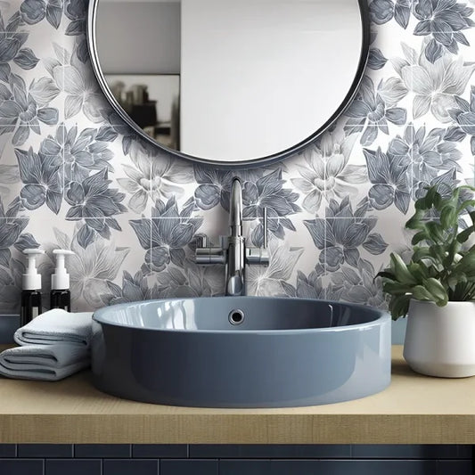 Botanical White Marble Designer Mosaic 12x12" | 3 Colors