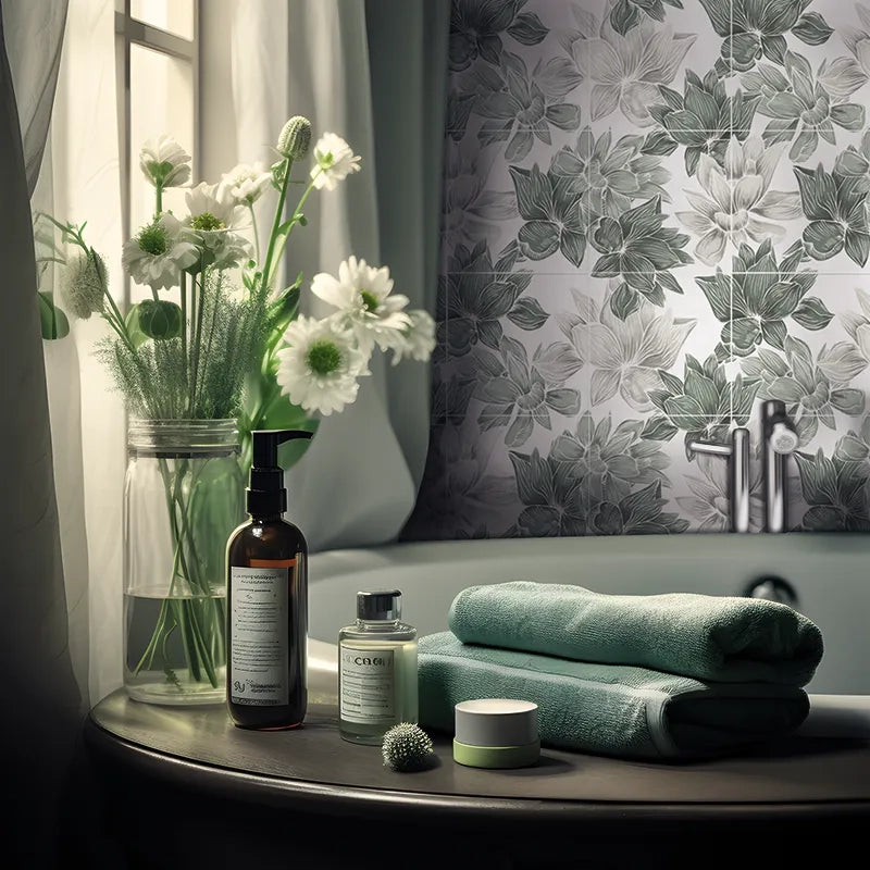 Botanical White Marble Designer Mosaic 12x12" | 3 Colors